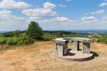Orientation table Mont Gargan on top of the peak in Central Massif in the French Haute Vienneの写真素材
