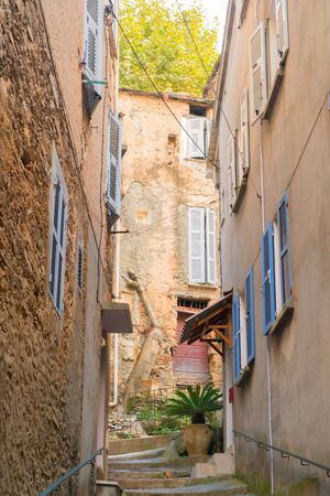 Looking through Little lane French village Casincaの写真素材