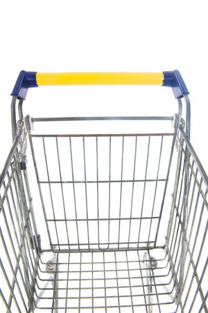 Empty shopping cart blue and yellowの写真素材