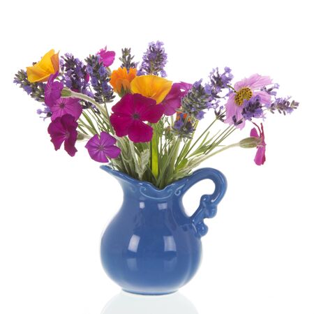 Colorful flower bouquet from the garden in vaseの写真素材