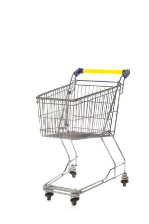 Empty shopping cart blue and yellowの写真素材