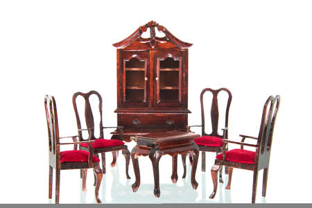 Queen ann style furniture isolated over white backgroundの写真素材