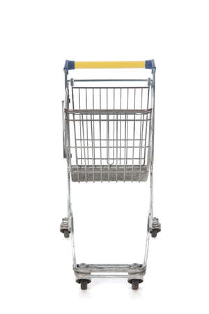 Empty shopping cart blue and yellowの写真素材