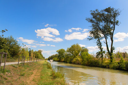 Landscape in the French Aude, Canal-du-Midiの写真素材