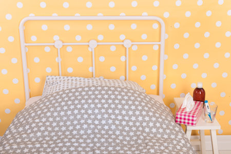 Bedroom from someone who is illの写真素材