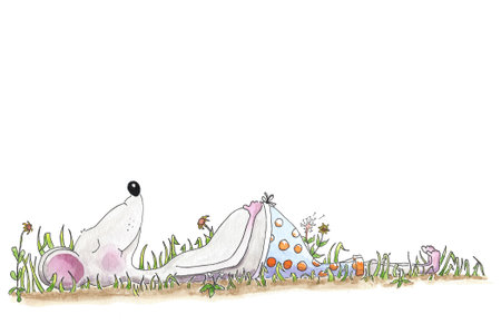 Cartoon of a funny sleeping mouseの写真素材