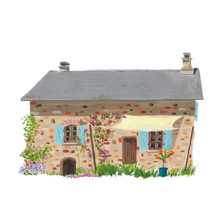 Illustration typical romantic rural French houseの写真素材