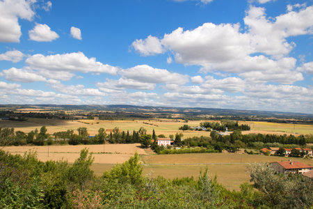 General view at landscape French Aude near Castelnaudaryの写真素材