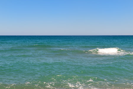 Only sea water with horizonの写真素材