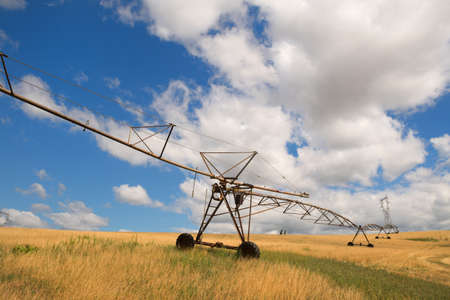 Irrigation equipment in the agricultural fieldの写真素材
