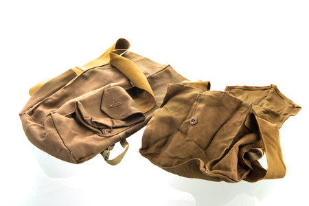 Cotton military bags isolated over white backgroundの写真素材