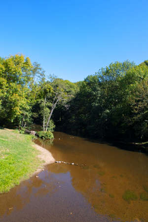 Old bridge at the Vezere river in Franceの写真素材