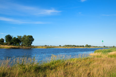 Landscape river the IJssel in Hollandの写真素材