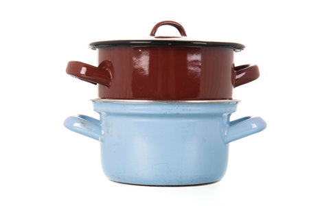 Kitchen utensil with pots and pans for cooking dinnerの写真素材