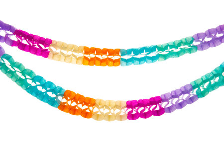 Colorful party streamers isolated over whiteの写真素材