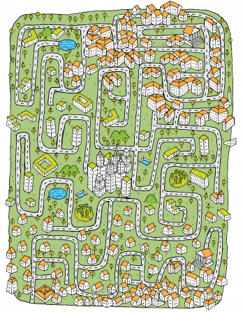 Urban Landscape Maze Game ... Find the right road to down town! のイラスト素材