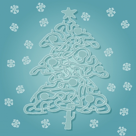 Christmas Tree Shape Maze Game ... Task: Find the right way from bottom to star! ... Solution is in hidden layer! のイラスト素材