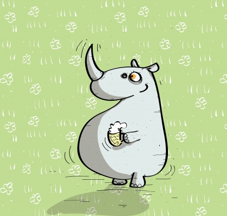 Animals Having Fun : rhino with bearのイラスト素材
