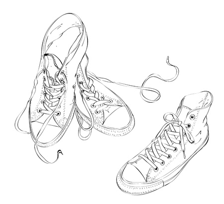 Sneakers in Black and White のイラスト素材