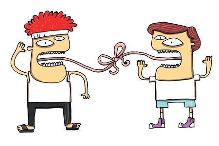 Two Characters With Knotted Tongues のイラスト素材