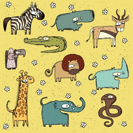 Grunge African Animals Collection No  4 のイラスト素材