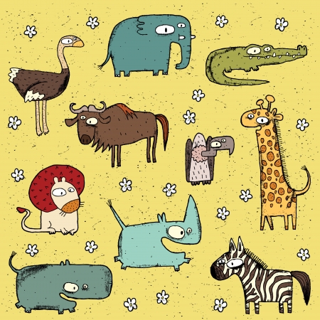Grunge African Animals Collection No  2 のイラスト素材