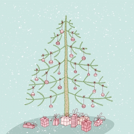 Hand drawn detailed grunge illustration of christmas tree No. 1 のイラスト素材