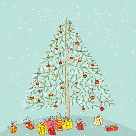 Hand drawn detailed grunge illustration of christmas tree No. 3 のイラスト素材