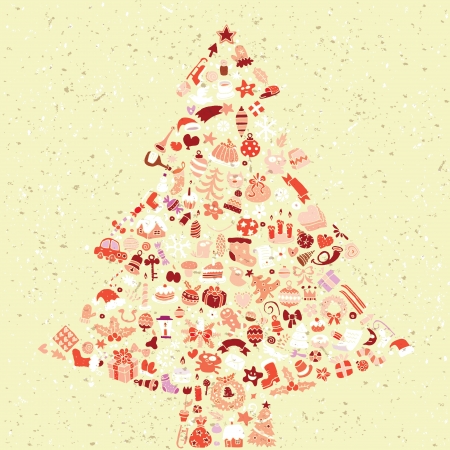 Christmas Tree Square Card ... made from collection of small christmas icons のイラスト素材