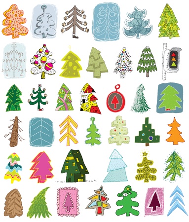 Christmas Trees Collection ... set of 40 different trees in colors のイラスト素材