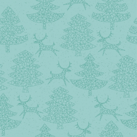 Christmas Trees Forest with Reindeer ... seamless pattern background with grunge texture のイラスト素材