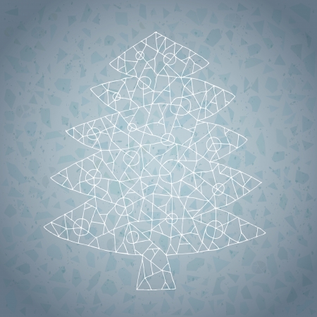 Christmas Tree Greeting Card ... made of lace-like structure on gradient background in blue のイラスト素材