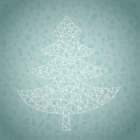 Christmas Tree Greeting Card ... made of lace-like structure on gradient background in blue のイラスト素材