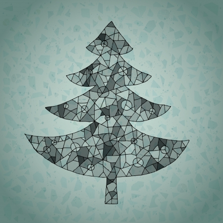 Christmas Tree Greeting Card ... made of spider-web-like structure on gradient background in blueのイラスト素材