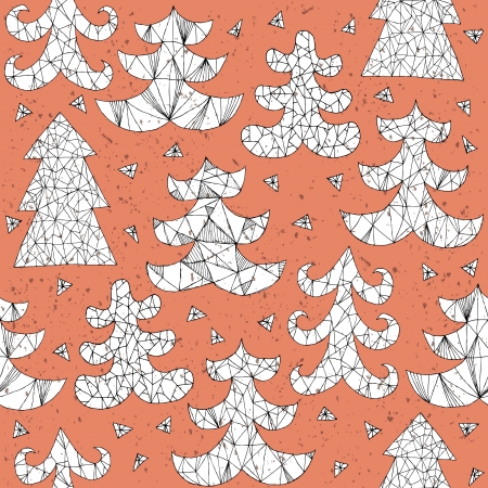 Christmas Trees Greeting Card ... Collection of different trees; seamless repeated pattern ... in red! のイラスト素材