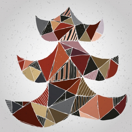 Christmas Tree Greeting Card ... Grunge abstract illustration of christmas tree in modernistic manner on gradient background (collage) のイラスト素材