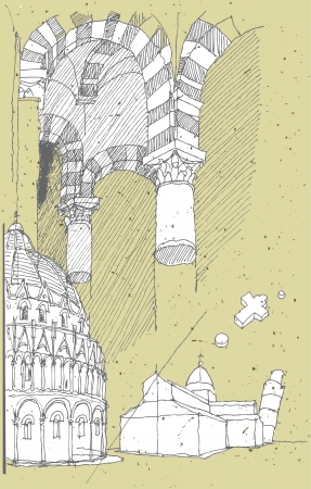 Sketching Historical Architecture in Italy: Pisa のイラスト素材