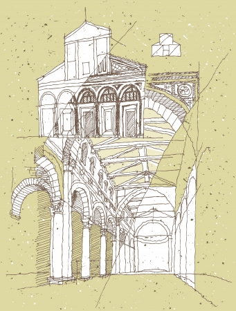 Sketching Historical Architecture in Italy: San Miniato のイラスト素材