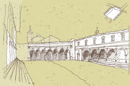 Sketching Historical Architecture in Italy: Old Squareのイラスト素材
