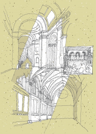 Sketching Historical Architecture in Italy  Assisi のイラスト素材