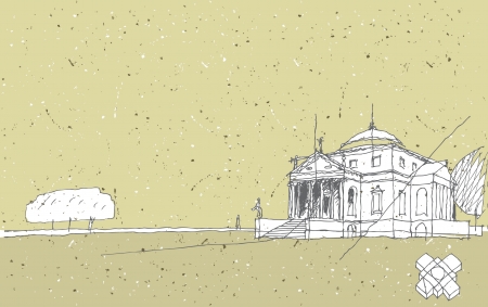 Sketching Historical Architecture in Italy  Villa Rotunda のイラスト素材