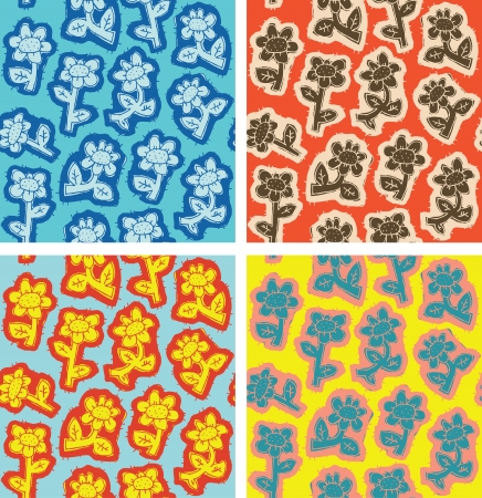 Seamless texture with flowers  Four endless floral patterns  のイラスト素材