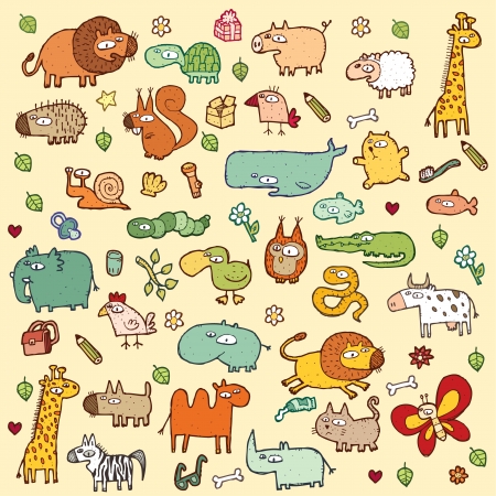 Cute Animals SET XL in colors のイラスト素材