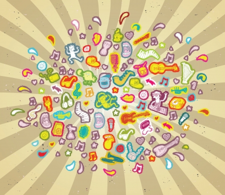 Music Cloud in colors  musical elements collection  のイラスト素材