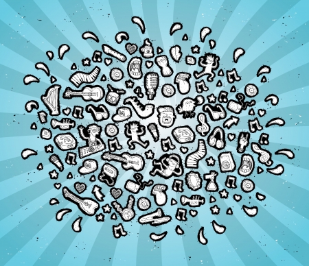 Music Cloud in black and white  musical elements collection  のイラスト素材