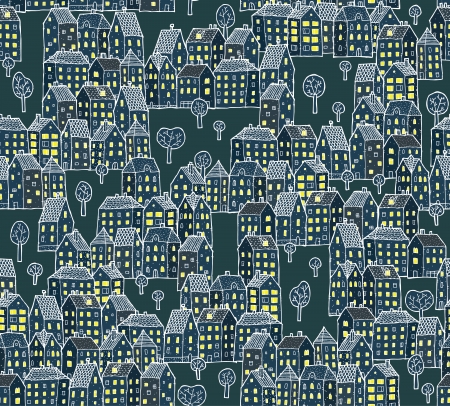 Night City Illustration   seamless pattern のイラスト素材