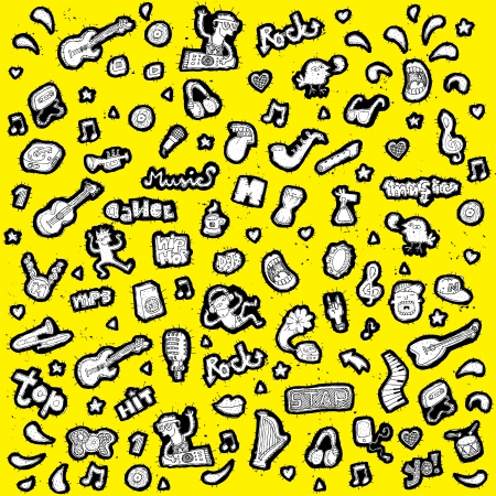 Doodled vector musical icons collection のイラスト素材