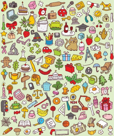 Big Doodle Icons Set   collection of numerous small hand-drawn illustrations  vignette    No  1 のイラスト素材