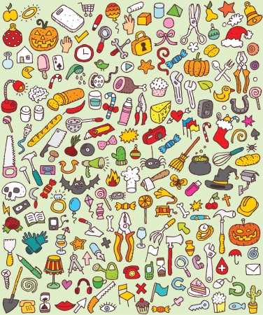 Big Doodle Icons Set   collection of numerous small hand-drawn illustrations  vignette    No  8 のイラスト素材