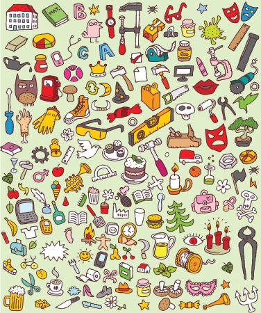 Big Doodle Icons Set   collection of numerous small hand-drawn illustrations  vignette    No  3 のイラスト素材